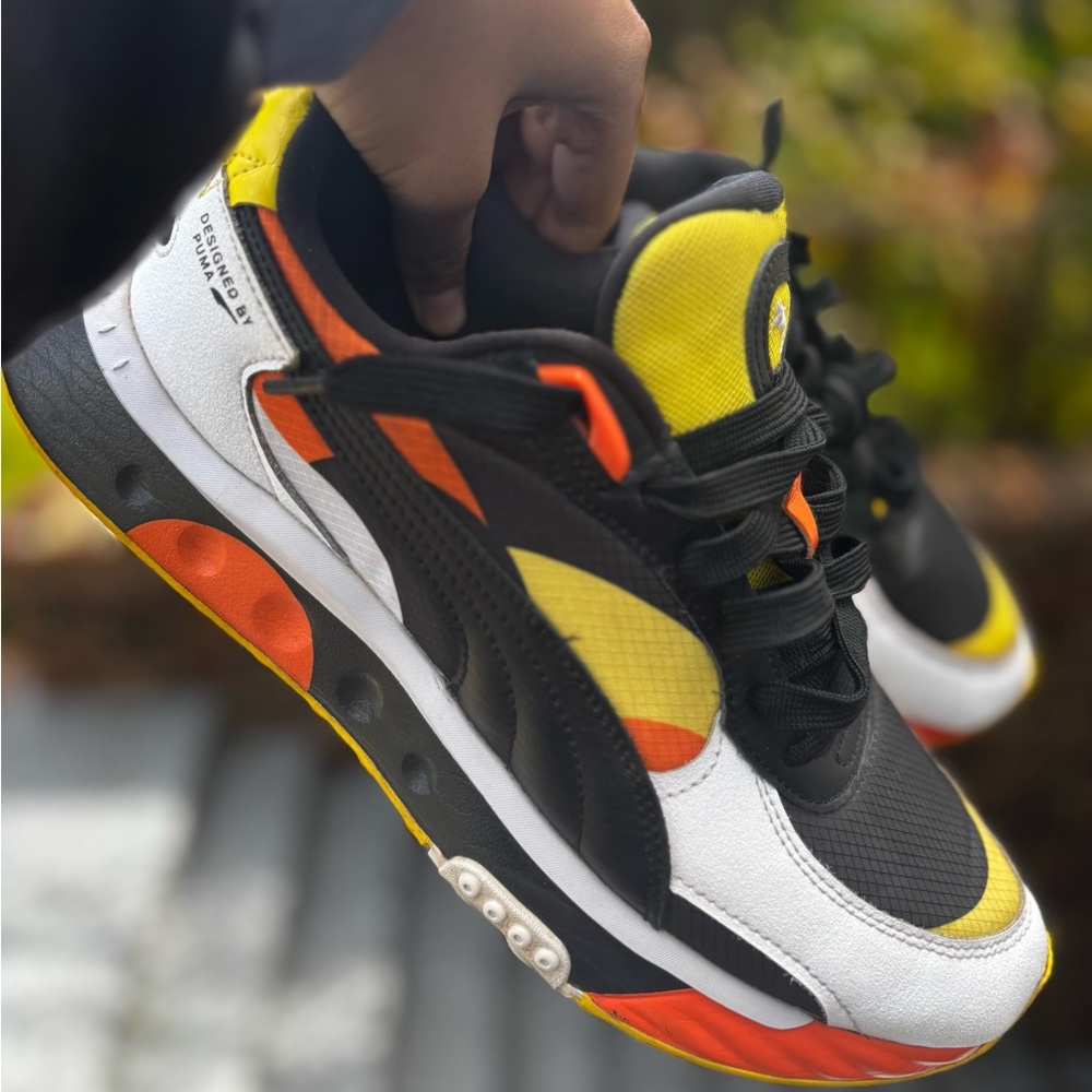 Puma Men's Black, Yellow, and Orange Sneakers